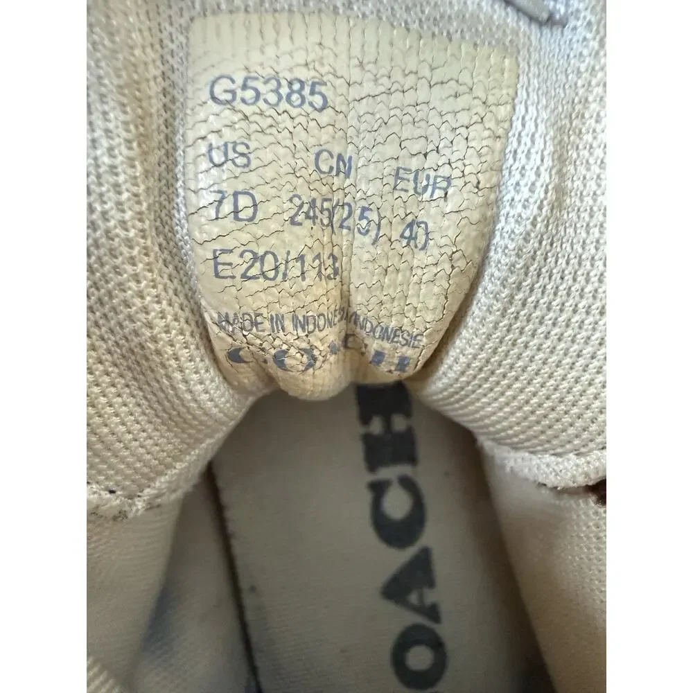 Coach Women's Clip Signature High Top Sneaker Size 7D Color Khaki/Saddle Logo